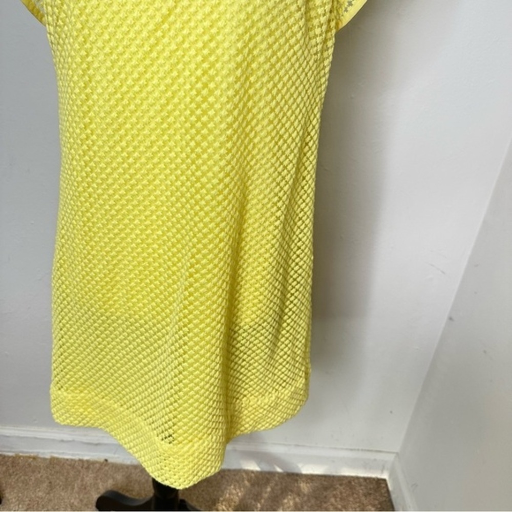 Adrianna Papell Women's Yellow Embroidered Ruffled Shift Dress Size 6 - Picture 2 of 13
